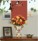 Axyaa European Resin Vase with Artificial Flower Figurines for Home & Office Decor