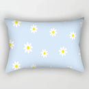 Axyaa Daisy Flower Rectangular Lumbar Cushion Cover for Bedside, Living Room, and Car