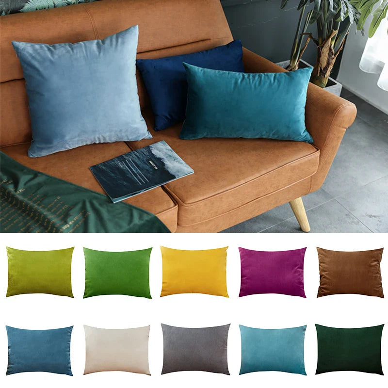Velvet Cushion Cover for Sofa Living Room, 30x50cm Decorative Pillows by Axyaa