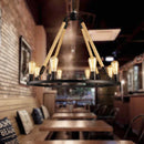 Axyaa Vintage Ring Chandelier, Loft Style, 6/8 Lights, American Edison, Wrought Iron, Rustic Loft Retro