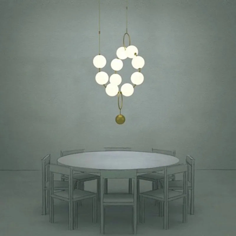 Axyaa Modern Glass Ball Chandelier: Elegant LED Lighting for Living Room, Bedroom, Staircase