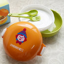 Axyaa Kids Round Bento Box with Fork & Spoon, Double-layer Lunch Box