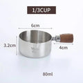 Axyaa Stainless Steel Seasoning Cup with Wooden Handle - Kitchen Sauce Dish