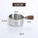 Axyaa Stainless Steel Seasoning Cup with Wooden Handle - Kitchen Sauce Dish