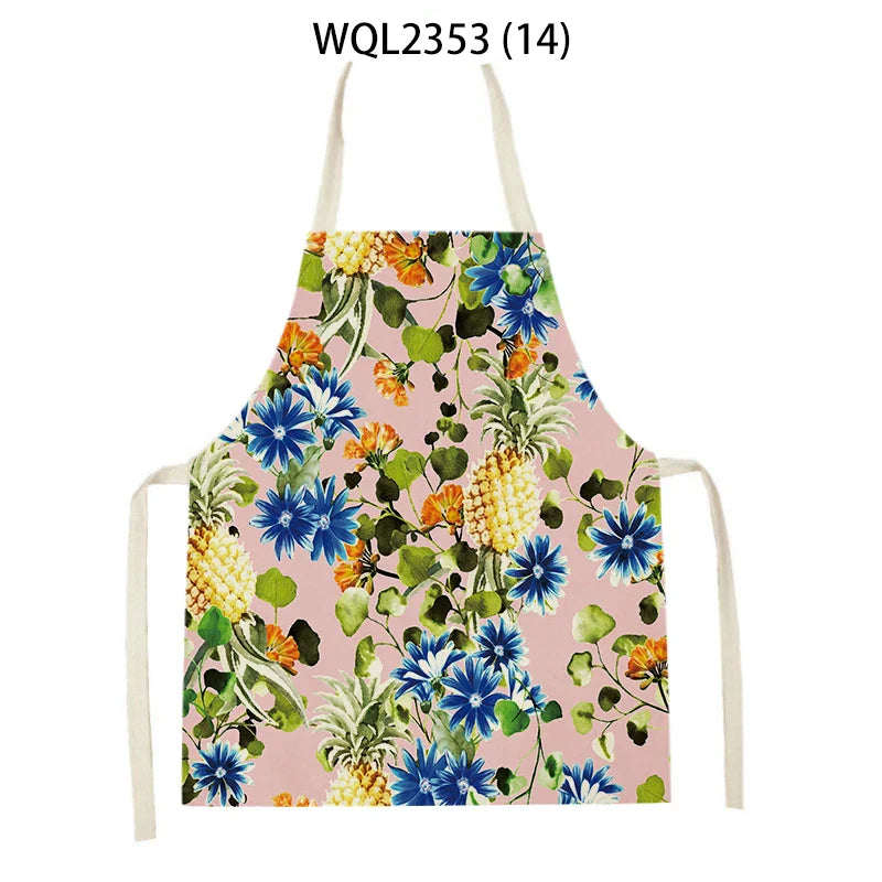 Axyaa Tropical Floral Kitchen Apron for Cooking, Baking, Cleaning - 47x38cm