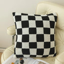 Axyaa Checkered Flocking Cushion Cover for Home Decoration