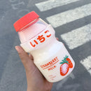 Axyaa Frosted Plastic Fruit Water Bottle 480ml Cute Leakproof Kawaii Milk Carton Shape