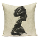 Axyaa Retro Art Woman Abstract Linen Cushion Cover Decorative Throw Pillow