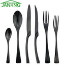 Axyaa Black Stainless Steel Flatware Set, 24 Pieces