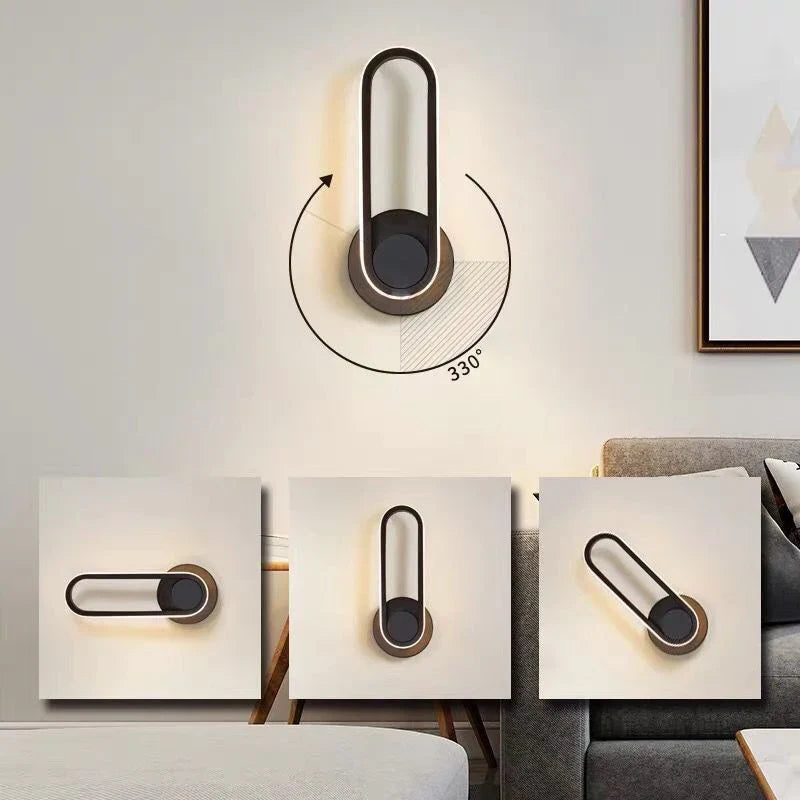Axyaa Modern 12W LED Wall Lamp 330° Rotatable Bedside Sconce Indoor Lighting