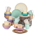 Axyaa Tulip Porcelain Dinnerware Set - 4 Colors, 4 Designs, 16/32/48 Pieces