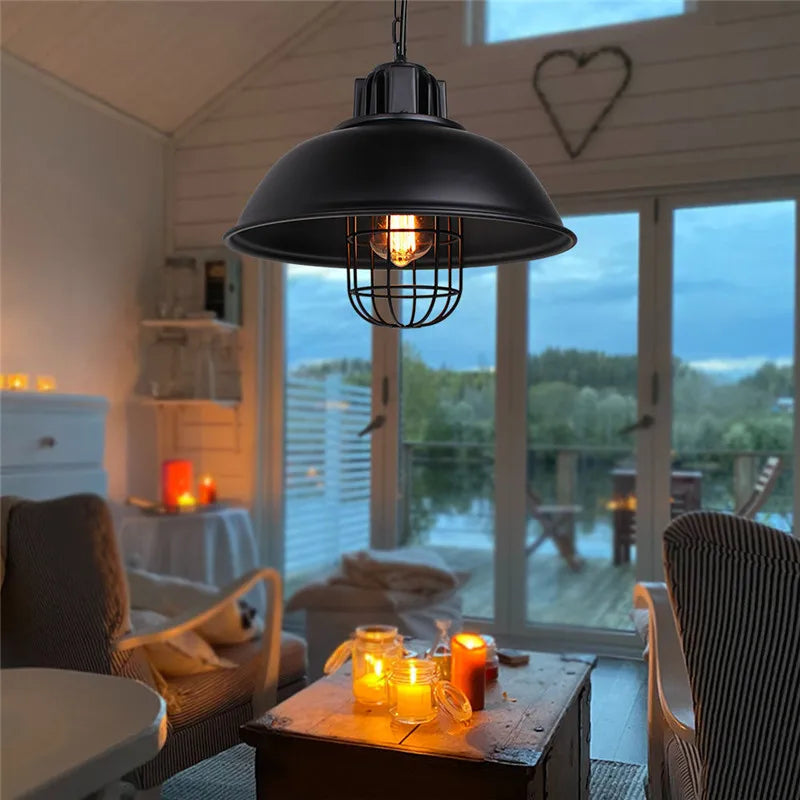 Axyaa Black Metal Pendant Lamp for Farmhouse Kitchen Island Lighting