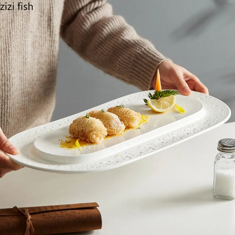 Axya Ceramic Snack Plate Set for Dining Table and Sushi Serving
