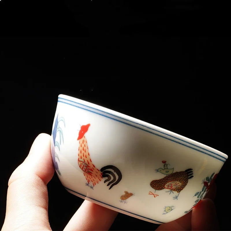 Axya Chinese Style Handmade Antique Bone Chicken Cup Tea Wine Water Cup