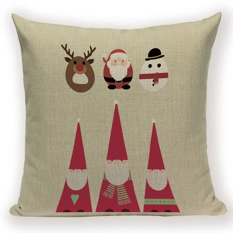 Christmas Cartoon Santa Claus Deer Pillows Covers Merry Christmas Gifts for The New Year by Axyaa