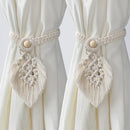 Axyaa Macrame Curtain Tiebacks with Bead, Boho Room Decor, Home Decoration Gift
