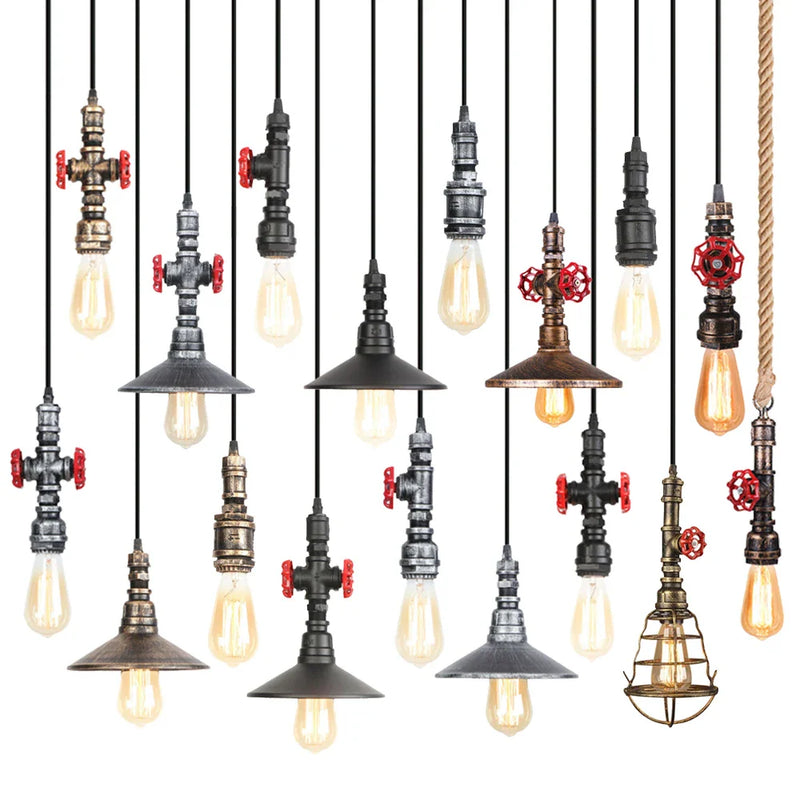 Axya Industrial Retro Loft Pendant Light - Vintage Water Pipe Ceiling Lamp