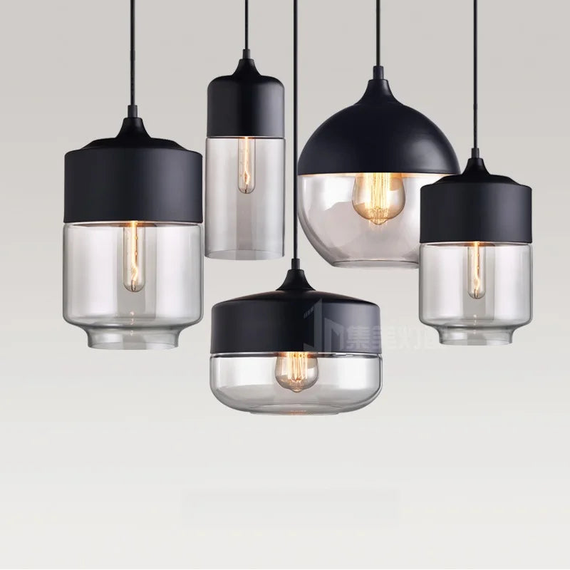 Axyaa Nordic LED Pendant Light Wood Glass Hanging Lamp for Bedroom Dinning Living Room