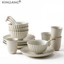 Axya Japanese Style Ceramic Dinnerware Set for Home and Canteen, Handmade Tableware Set
