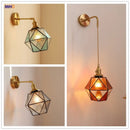Axyaa Copper LED Wall Sconce with Switch, Modern Glass Stair Light for Bathroom Mirror