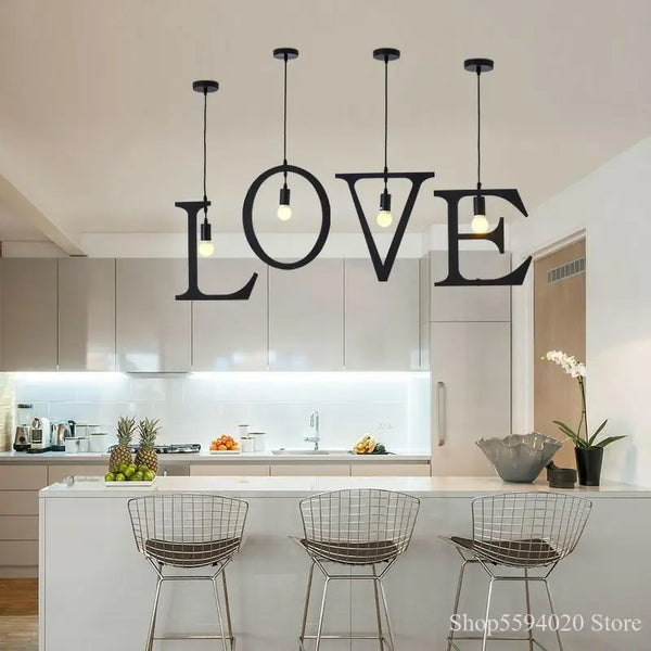 Axyaa New Letters Chandeliers: Vintage Farmhouse Lighting Fixture for Bedroom Loft Decor