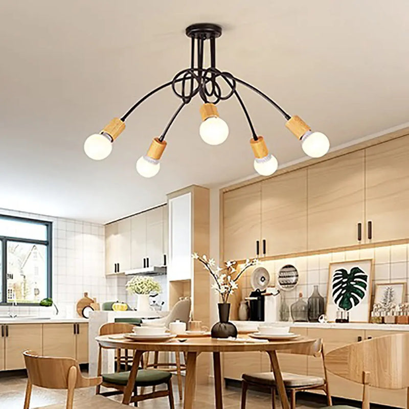 Axyaa Rod Iron Sputnik Chandelier Vintage Ceiling Lamp Light Fixture.