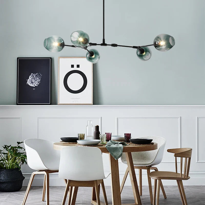 Axyaa Modern Glass Pendant Lights - Molecular Design Hanging Lamp for Dining Room Kitchen