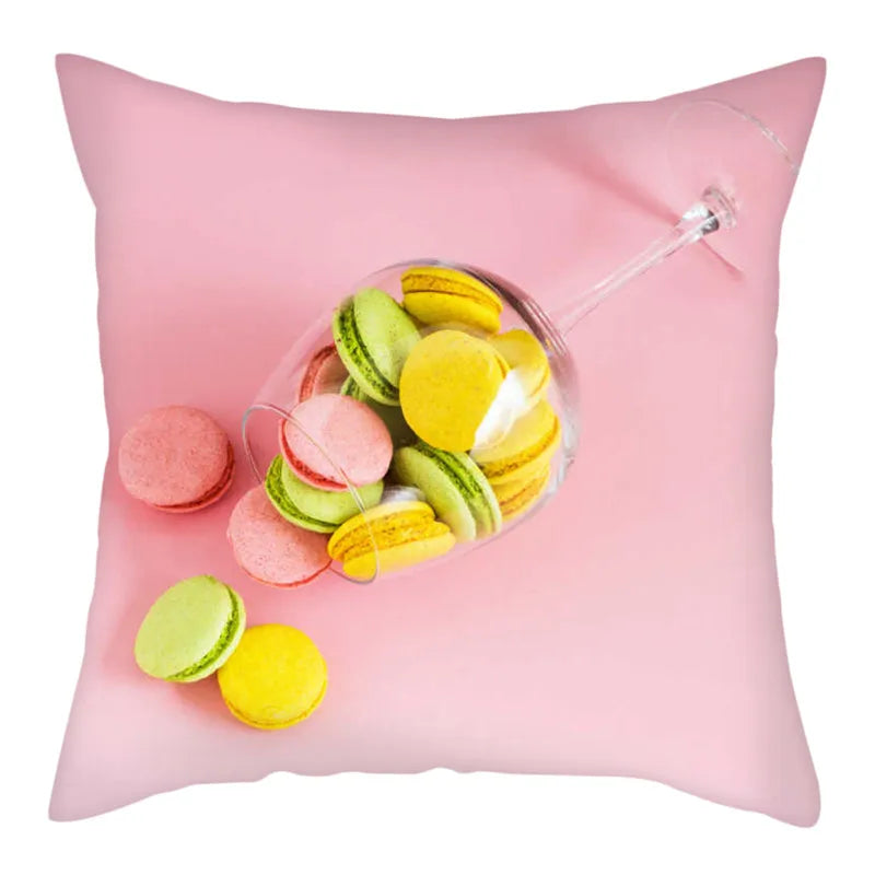Axyaa Biscuits Cake Print Decor Pillow Cover for Home Sofa Decoration