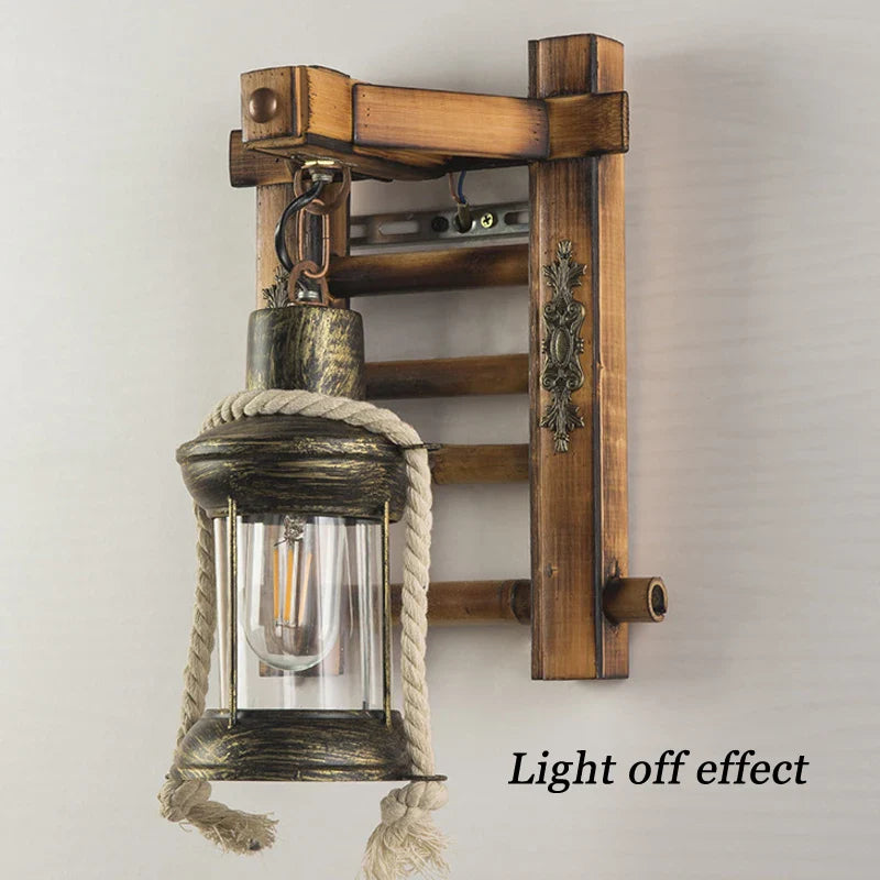 Axyaa Bamboo Wall Lamp: Retro Industrial Glass Sconce for Living Room, Bedroom & Stairway