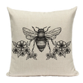 Axyaa Bee Pattern Linen Cushion Cover - Nordic Decorative Throw Pillow Case