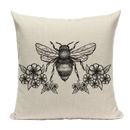 Axyaa Bee Pattern Linen Cushion Cover - Nordic Decorative Throw Pillow Case
