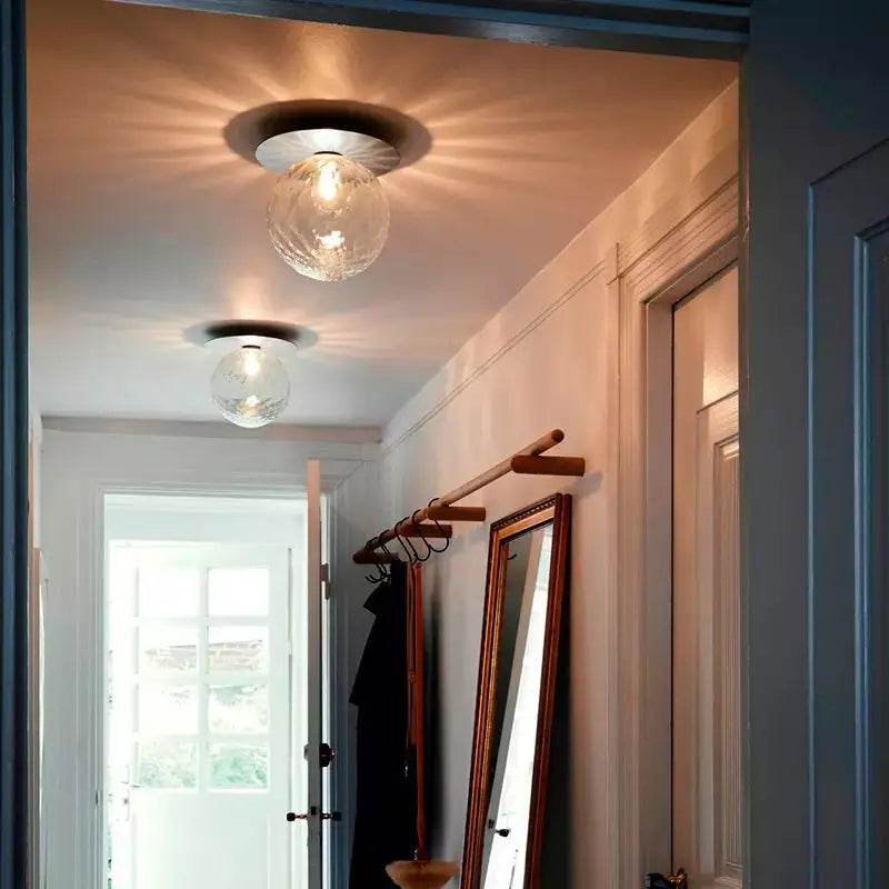 Axyaa Round Glass Wall Lamp: Nordic LED Light for Bedroom and Entryway