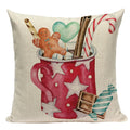 Axyaa Christmas Deer Snowman Cartoon Cushion Cover - Festive Decor Pillowcase