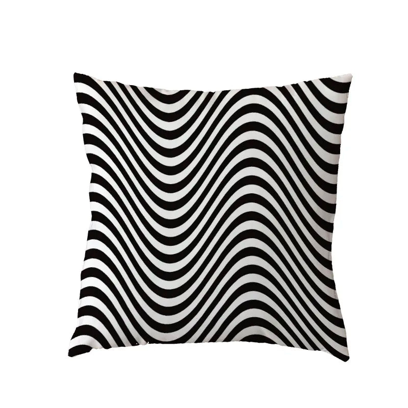 Zebra White Geometric Trilateral Watercolor Cushion Covers by Axyaa