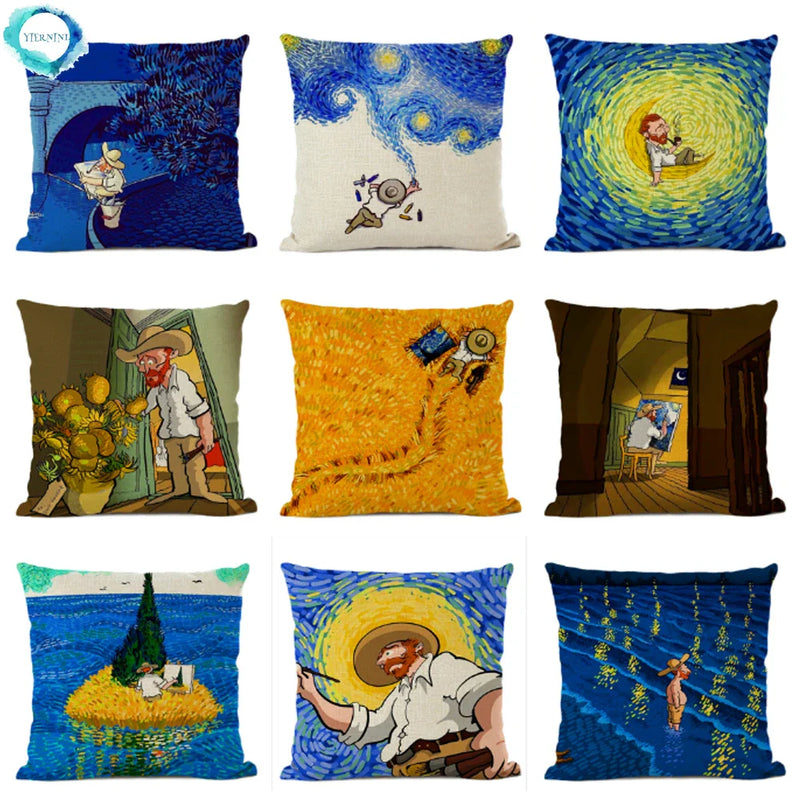 Van Gogh Self Portrait Cushion Cover by Axyaa - Home Decor