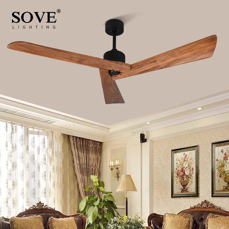 Axya 60 Inch Wood Ceiling Fan Remote Control Living Dining Loft DC Fan 220V