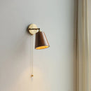 Axyaa Adjustable Wooden Wall Lamp with Copper Arm, Modern LED Wall Sconce