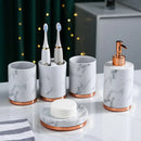 Axya 5-Piece Marbled Ceramic Bathroom Set