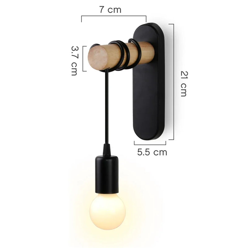 Axyaa Modern Minimalist Iron Wood Wall Lamp for Indoor Lighting