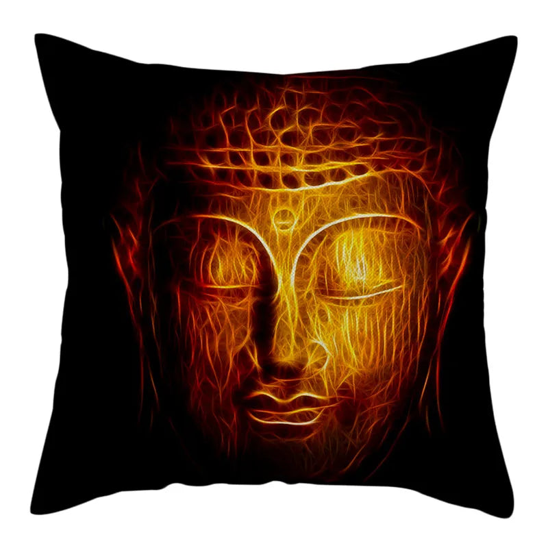 Buddha Pattern Throw Pillow Cover by Axyaa for Home, Car, Sofa Décor