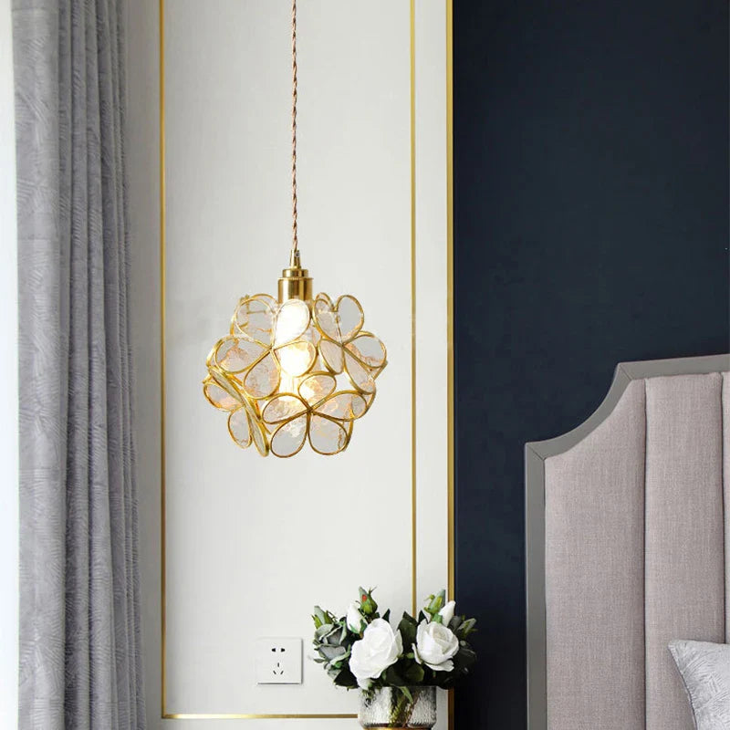 Axyaa Glass Flower Pendant Lights Modern Design LED Pendant Lamp for Dining Room