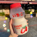 Axyaa Frosted Plastic Fruit Water Bottle 480ml Cute Leakproof Kawaii Milk Carton Shape