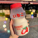 Axyaa Frosted Plastic Fruit Water Bottle 480ml Cute Leakproof Kawaii Milk Carton Shape