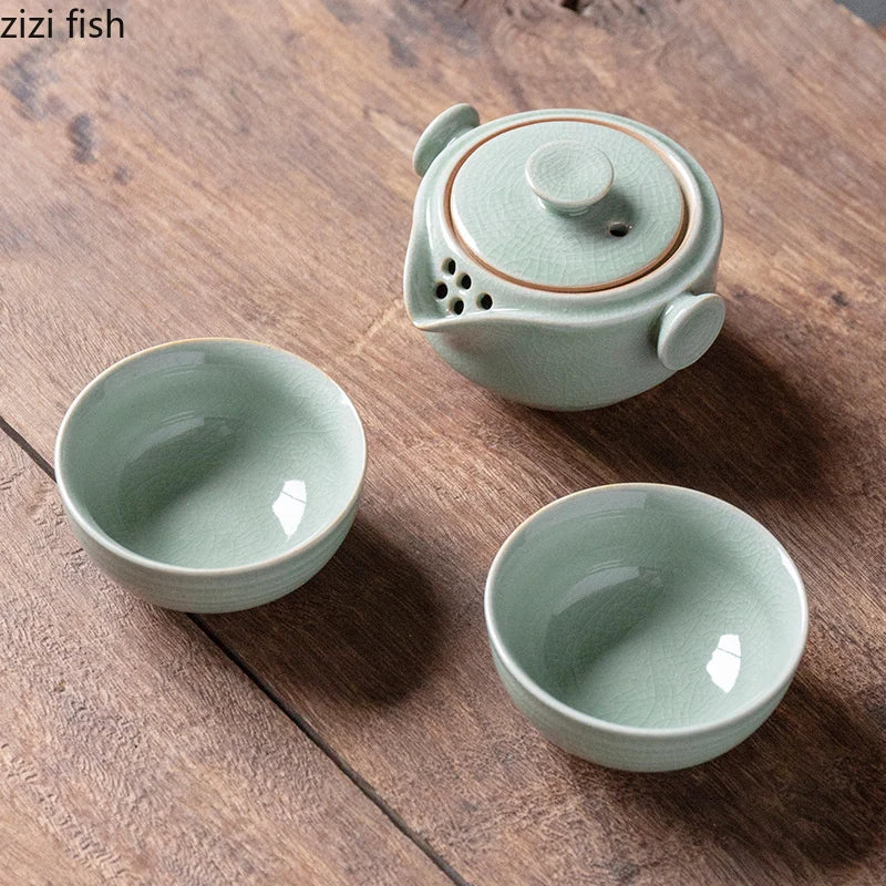 Axya Ceramic Tea Set for Modern Home Decor and Travel