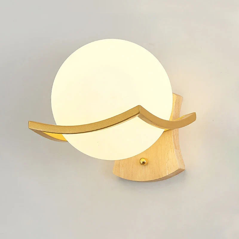 Axyaa Vintage Loft Sconce Wall Lamp Gold Black Glass Ball Iron Night Light