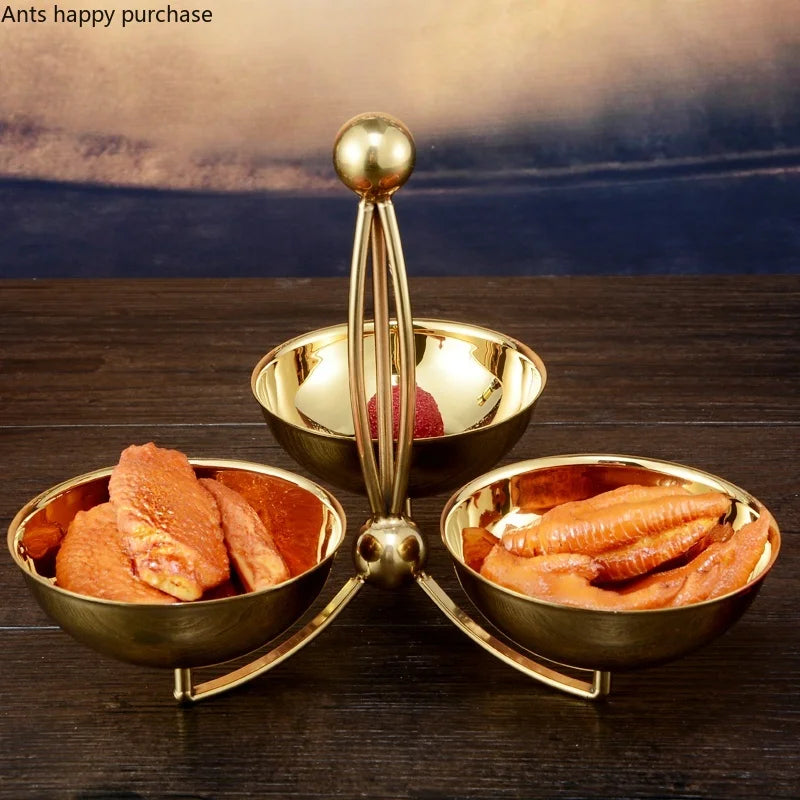 Axya Stainless Snack Tray Partition Dessert Fruit Plate Bar KTV Candy Rack