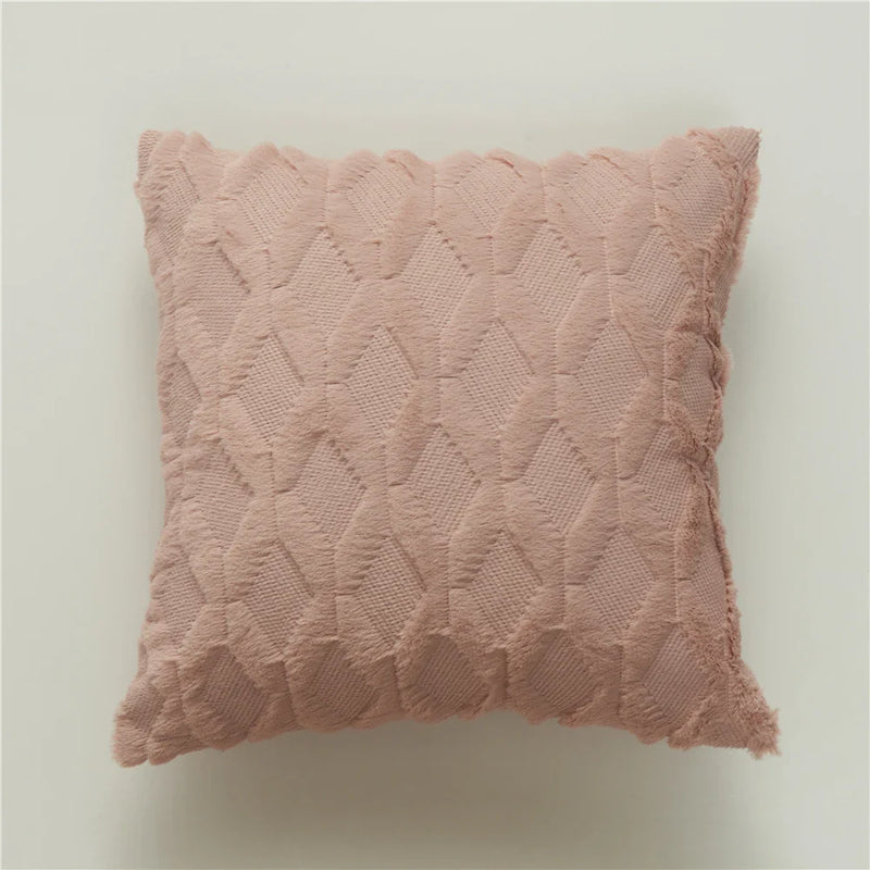 Geometric Plush Pillow Cover for Sofa, Nordic Home Decor by Axyaa
