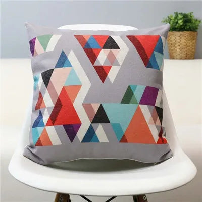 Axyaa Black & White Linen Sofa Cushions Cover - Nordic Bohemian Ethnic Grey Geometric Pillow Cover