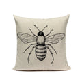 Axyaa Bee Pattern Linen Cushion Cover - Nordic Decorative Throw Pillow Case