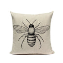 Axyaa Bee Pattern Linen Cushion Cover - Nordic Decorative Throw Pillow Case